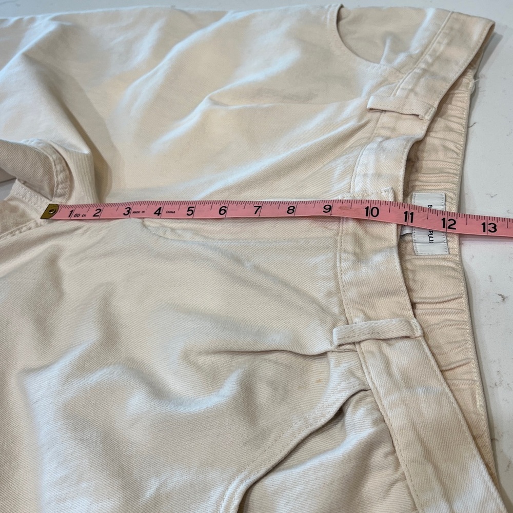 Banana Republic Factory Twill Straight Cream Pants Elastic Back Size L - Picture 11 of 13